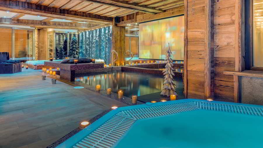 Private Indoor Jacuzzi of the Luxury Catered Chalet Lhotse in Val d'Isère