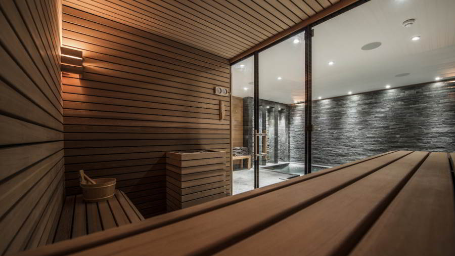 Sauna view at ski-in ski-out Catered Chalet Le Grenier Méribel Chalet Rental by In-Luxe Chalets France