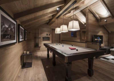 Photo of the game room of the luxury ski-in ski-out Catered Chalet Le Grenier with indoor pool for 12 people to rent in Méribel for rent with In-Luxe Chalets France