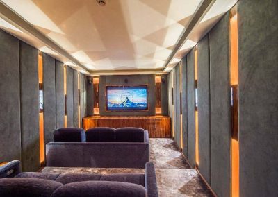 The cinema room at Luxury ski-in ski-out chalet for large group chalet Perce Neige for 14 adults and 4 children with pool and a chef to rent in Courchevel 1850 with In-Luxe Chalets France
