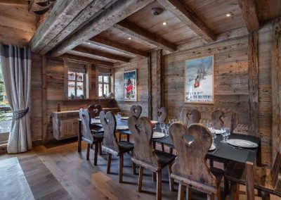 Dining Area at Luxury ski-in ski-out chalet White Pearl for 10 people to rent in Courchevel 1850 with In-Luxe Chalets France