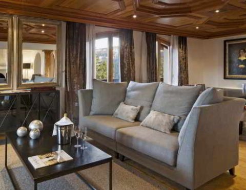 Sitting Area at Luxury ski-in ski-out apartment rental Courchevel 1850 ST-BA for 8 people with services, a Spa, Apartment rental in Courchevel 1850 with In-Luxe Chalets France
