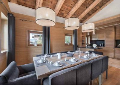 Dining Area View Luxury Chalet B Megève for 6 adults and 3 children. Luxury Chalet Rental in Megeve with In-Luxe Chalets France
