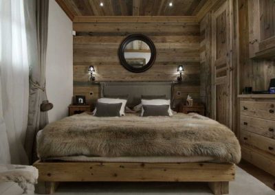 Double Bedroom Luxury Chalet Grande Roche Courchevel 1850, for 14 people with fitness, sauna, steam room, outdoor jacuzzi, cinema, massage room and a chef; Chalet rental Courchevel 1850 with In-Luxe Chalets France