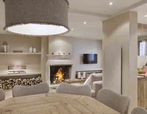 Main Living Area View at Luxury ski-in ski-out apartment ST-PY Courchevel 1850 for 5 people with services, a Spa, Apartment for rental in Courchevel 1850 with In-Luxe Chalets France