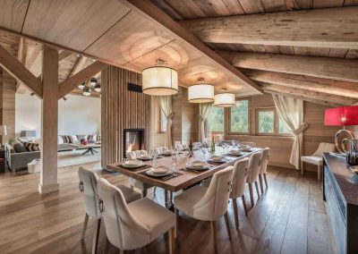 Dining Area at the Luxury Chalet M Megeve for 10 people. Luxury Chalet Rental in Megeve with In-Luxe Chalets France