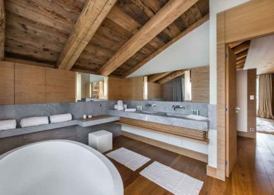 Master Bathroom at the Luxury Chalet M Megeve for 10 people. Luxury Chalet Rental in Megeve with In-Luxe Chalets France