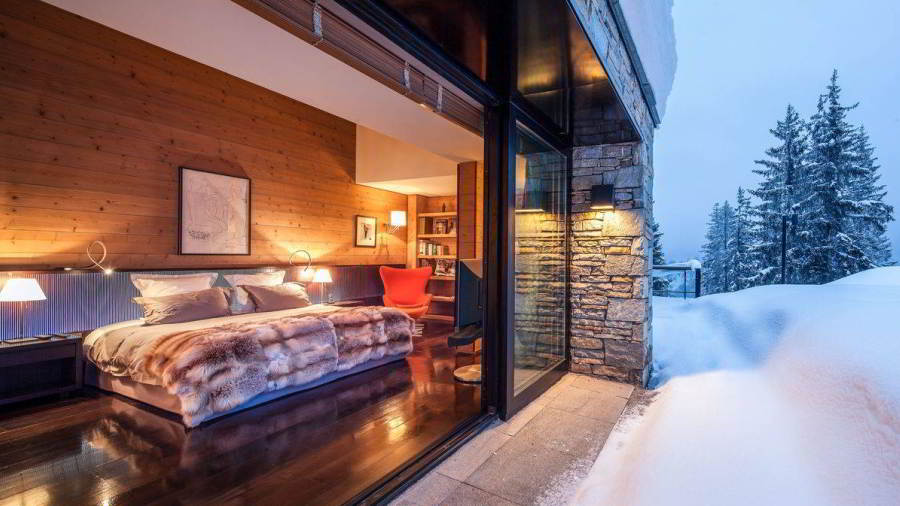 Master Bedroom at Luxury Chalet Greystone Courchevel 1850 for rental with In-Luxe Chalets France