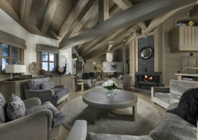 Lounge view at Luxury Ski-in Out Catered Chalet Hidden Peak Courchevel 1850 for rental with In Luxe Chalets France