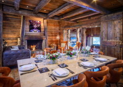 Dining Area Luxury catered ski-in out Chalet Montana Courchevel 1850 for rental with In Luxe Chalets France