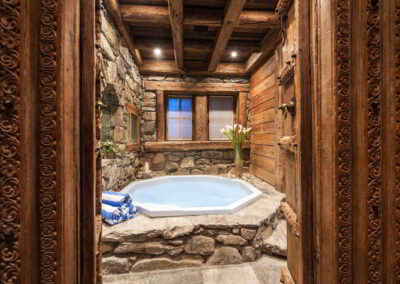 Jacuzzi view Luxury catered ski-in out Chalet Montana Courchevel 1850 for rental with In Luxe Chalets France