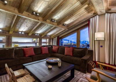 Living Room at Luxury Chalet Nanuq for rental in Courchevel 1850 with In Luxe Chalets France