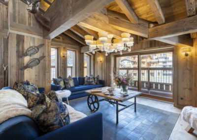 Sitting area at Luxury self-catered ski-in out apartment Valchar in Val d'Isere for rental with In Luxe Chalets France