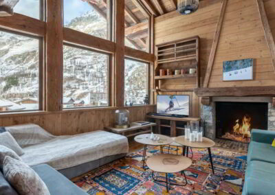 Sitting area photo at Luxury self-catered ski-in out Chalet Alice Val d'Isere for rental with In Luxe Chalets France