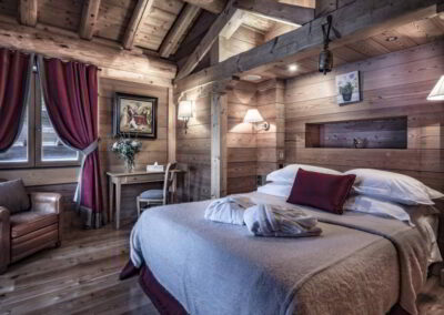 Bedroom at Luxury self-catered ski-in out Chalet Cristala Val d'Isere for rental with In Luxe Chalets France