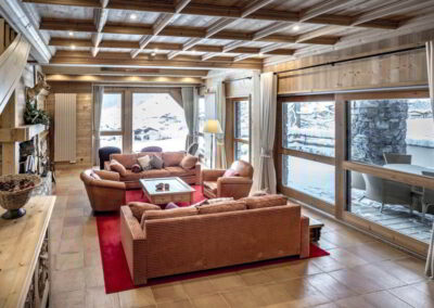 Main living area at Luxury self-catered ski-in out Chalet Cristala Val d'Isere for rental with In Luxe Chalets France